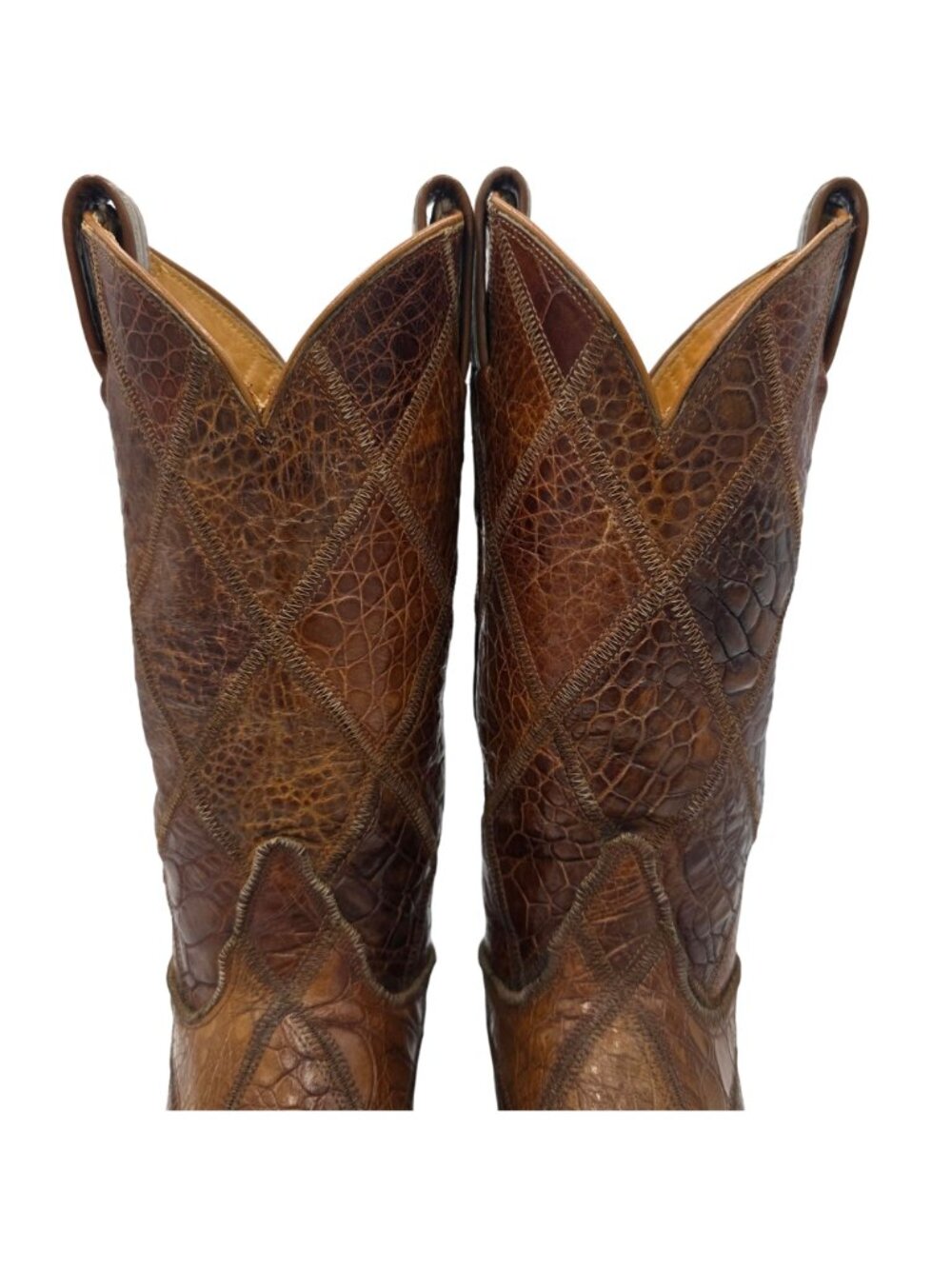 Vintage Tony Lama Full Sea Turtle Honey Brown Men 8D Cowboy Western Boots Preban - Picture 8 of 16